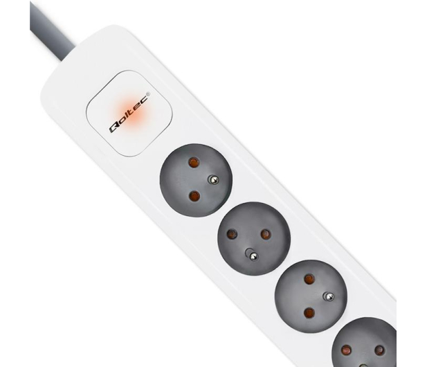 QOLTEC Listwa zasilająca - 4 gniazda, 1.8m, biało-szara 50295 - 1122528 - zdjęcie 4